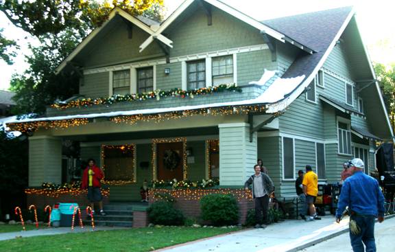 The October Road set before snowing effects on the house