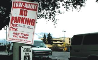 No Parking during Rose Parade Season