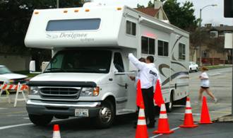 RV's park for Rose Parade
